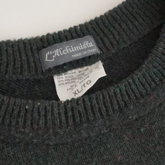 Vintage '90S L'Alchinista Hunter Green 3D Pattern Eclectic Grandpa Sweater XL - Picture 9 of 10